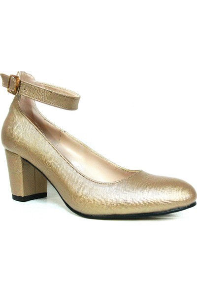 Zenay 1540 Koyu Altın Topuklu Bayan Ayakkabı