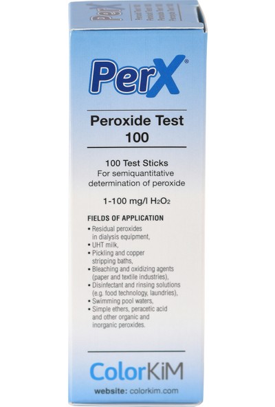 Yerli, PERX - Hidrojen Peroksit Test 100 Çubukları / 100 adet / Hidrojen Peroksit kalıntısını tespit etmek kolay!