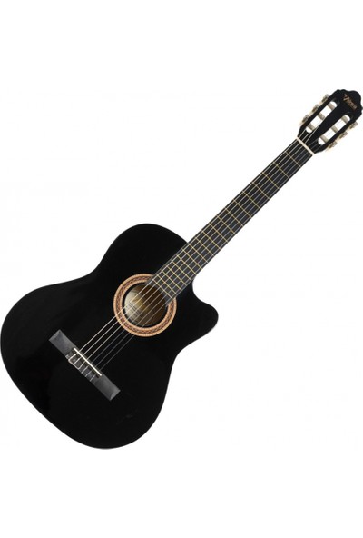 Valencia VC104TCBK Siyah Cutaway Klasik Gitar 4/4 (Sap Çelik+Kılıf)