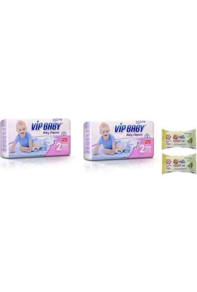 Vip Baby Active&Soft 2 Numara Mini 80 Adet Bebek Bezi + Islak Mendil