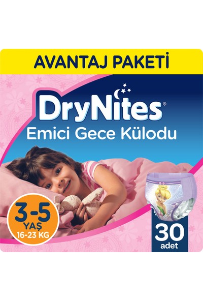 Huggies DryNites Kız Emici Gece Külodu 3 - 5 Yaş Fırsat Paketi 30 Adet