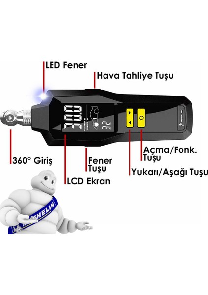 MC12295 99PSI Dijital Lastik Basınç Ölçer