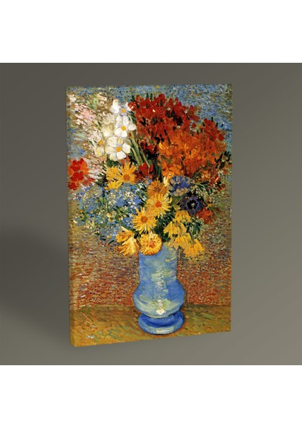 Vincent Van Gogh Flowers in A Blue Vase Tablo 30x20