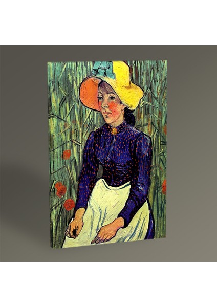 Vincent Van Gogh-Young Peasant Woman With Straw Hat Sitting in The Wheat 30x20