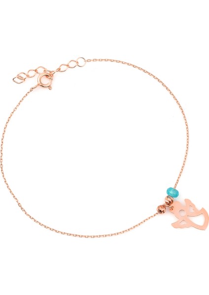 925 Ayar Gümüş Aquamarine Taşlı Melek Bileklik Rchalk3033