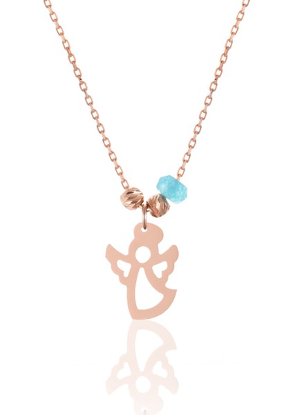 925 Ayar Gümüş Aquamarin-Gümüş Toplu Melek Kolye Rchalk1283