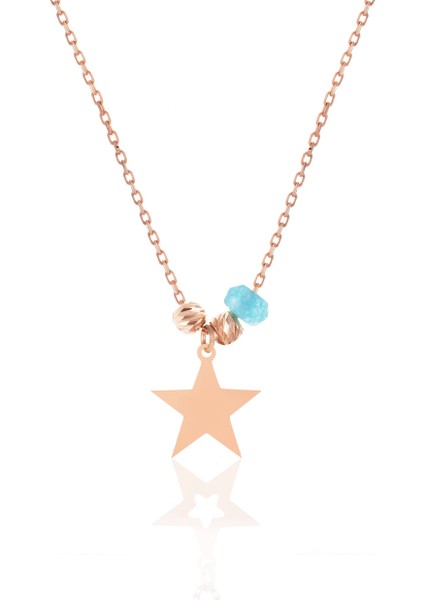 925 Ayar Gümüş Aquamarin-Gümüş Toplu Yıldız Kolye Rchalk1284