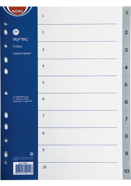 Seperatör 1-10 Rakam Renkli
