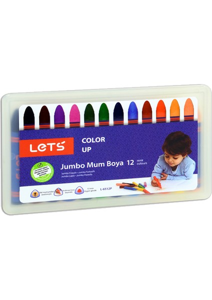 Lets Mum Boya 12 Renk Jumbo Plastik Kutu