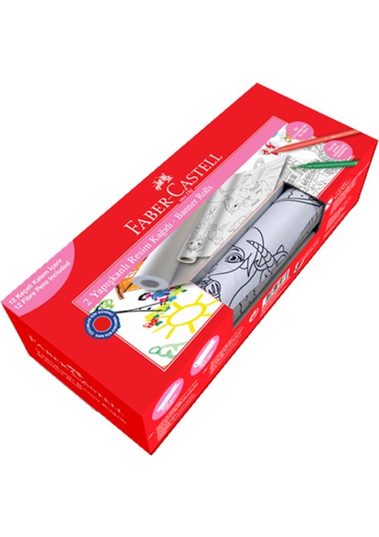 Resim Kağıdı Yapışkanlı Desenli+Keçeli Kalem