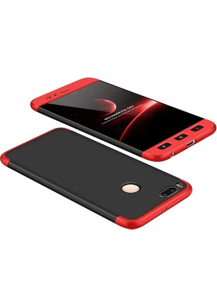 Case 4U Xiaomi Mi 5X 360 Full Korumalı Kapak Kırmızı-Siyah