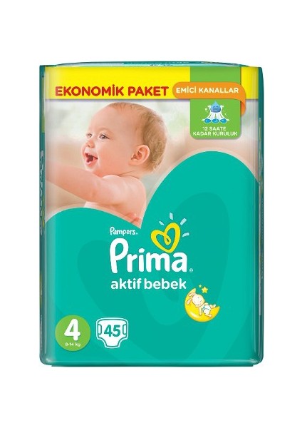 Bebek Bezi Aktif Bebek 4 Beden Ekonomik Paket 45'Li