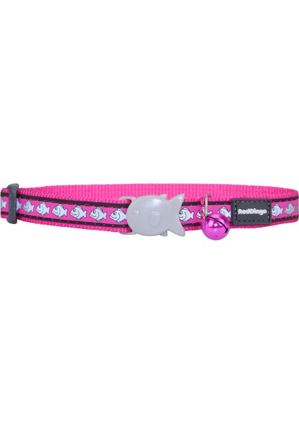Reddingo Fosforlu Balık Desenli Pembe Kedi Boyun Tasması 12 Mm