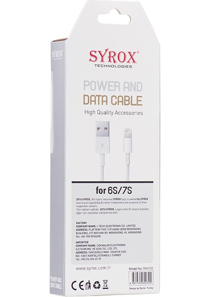 iPhone Uyumlu Lightining 2 MaH Lüks Usb Kablo SYX-C72 modelleri