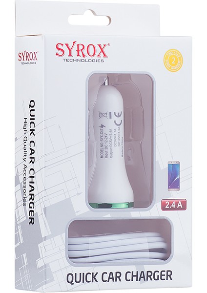 Android Uyumlu Quıck Charging Set / 2.4 MaH Micro Araç Şarjı SYX-C47