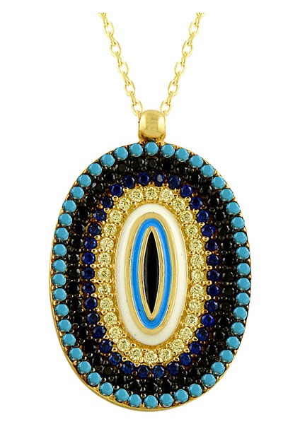 Göz Kolye Oval 3.64 Gram 14 Ayar Altın