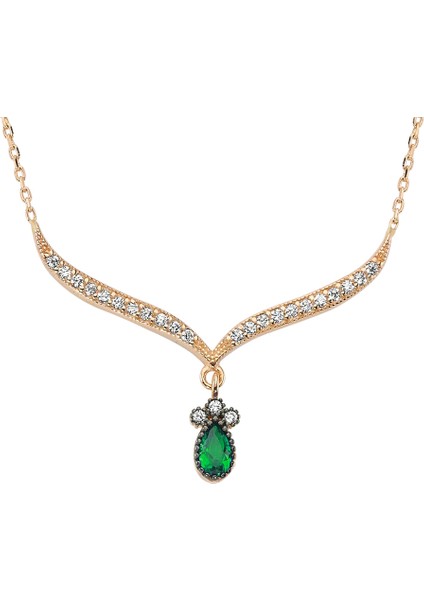 Altınsepeti Altın Yeşil Taşlı Rose Anturaj Kolye As990Klr4