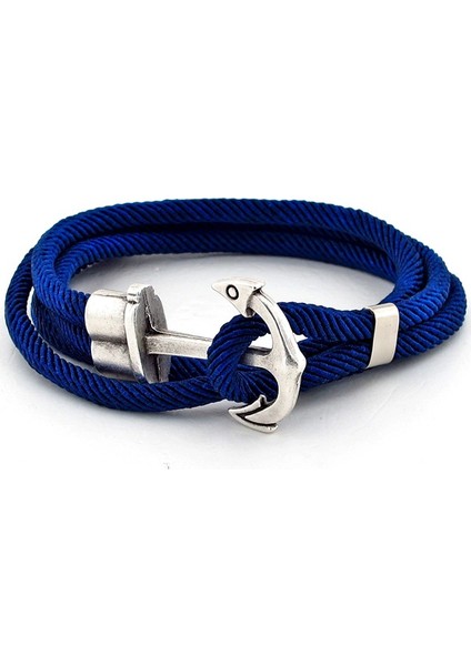 Lacivert Renkli Sarma Büyük Çapalı Erkek Bileklik Bt406