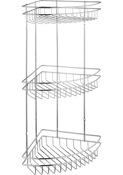 Vera Vit Krom Metal Tel Süngerlik 3'Lü Köşe Raf Şampuanlık