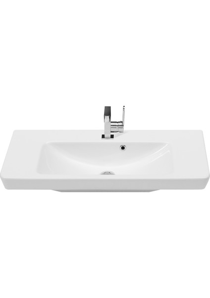 Seramik Turkuaz Porto 85 Cm Etajerli Dolap Uyumlu Lavabo 85X38