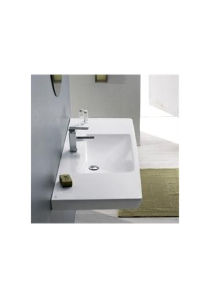 Seramik Turkuaz Porto 85 Cm Etajerli Dolap Uyumlu Lavabo 85X38