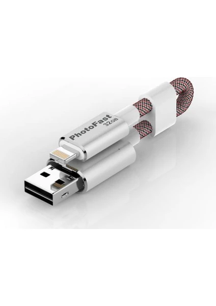 PhotoFast MemoriesCable GEN3 32GB Lightning / USB 3.0 Şarj Kablolu Gümüş Apple USB Bellek BPF-MCG3U3R32GB