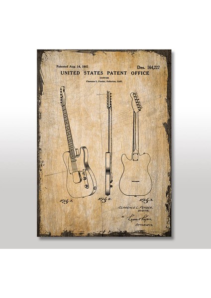 Ahşap Tablo Fender Elektro Gitar 35x50 Cm