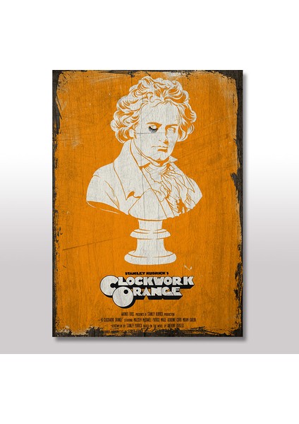 Ahşap Tablo Clockwork Orange Otomatik Portakal 35x50 Cm