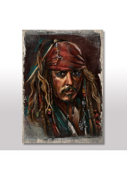 Ahşap Tablo Kaptan Jack Sparrow 35x50 Cm