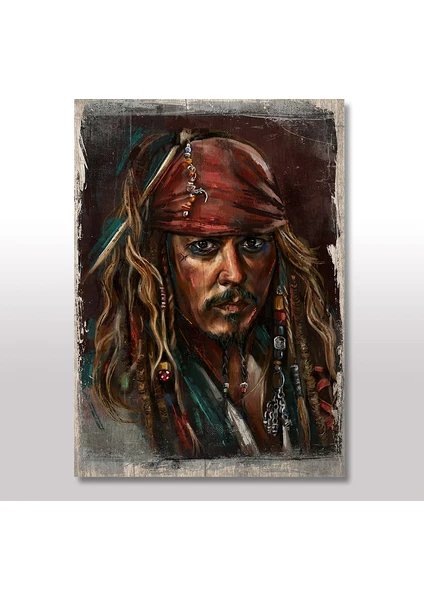 Ahşap Tablo Kaptan Jack Sparrow 50x70 Cm