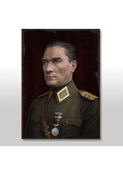 Ahşap Tablo Asker Mustafa Kemal Atatürk 35x50 Cm