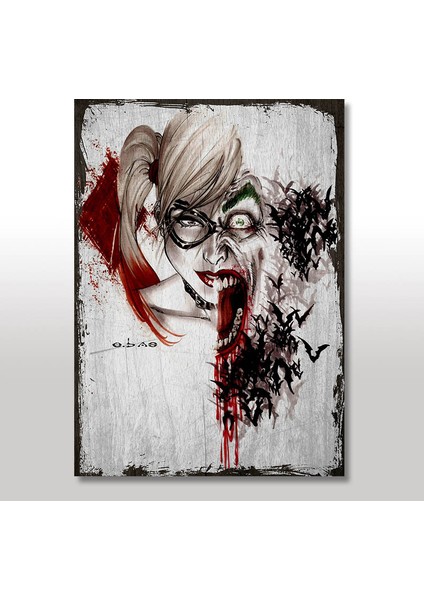 Ahşap Tablo Joker Ve Kedi Kız 35x50 Cm