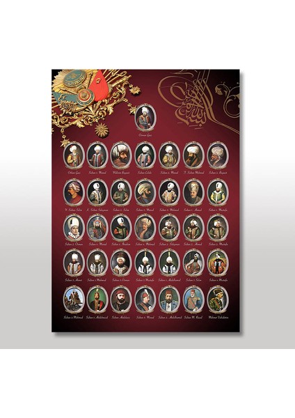 Tablomega Ahşap Tablo Osmanlı Padişahları 25x35 Cm