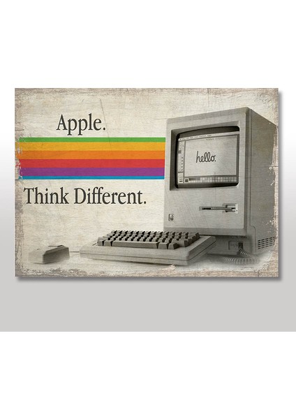 Ahşap Tablo Retro Apple Poster 25x35 Cm
