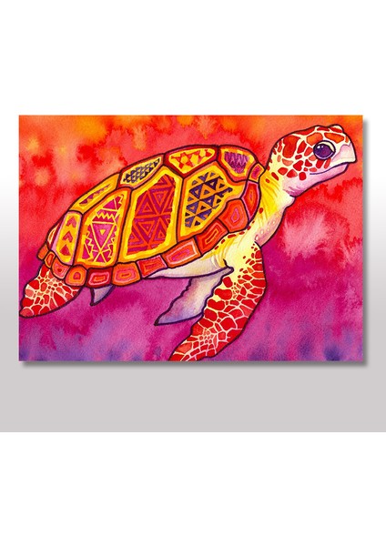 Tablomega Ahşap Tablo Renkli Deniz Kaplumbağası 25x35 Cm