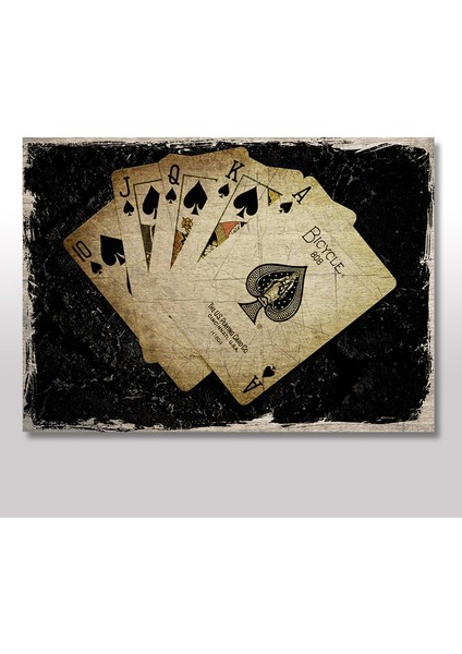 Ahşap Tablo Maça Royal Flush 25x35 Cm