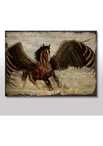 Ahşap Tablo Kanatlı At Pegasus 25x35 Cm