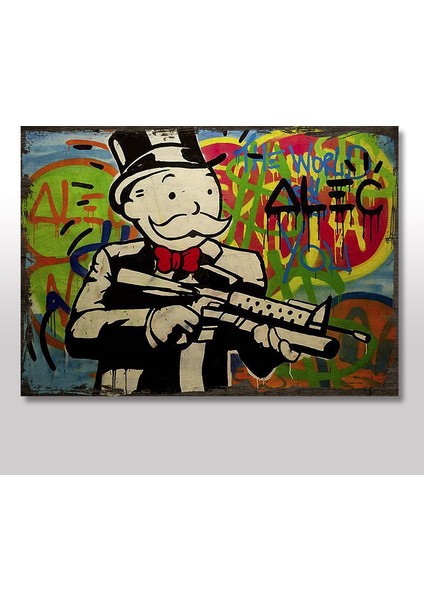 Ahşap Tablo Monopoly Savaşları 25x35 Cm