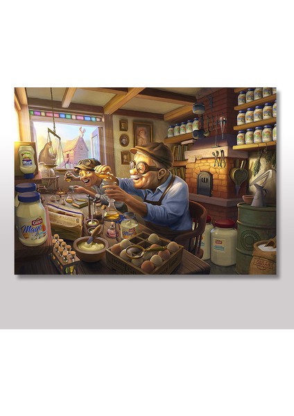 Ahşap Tablo Kimyager Ve Kimya Deneyi 25x35 Cm