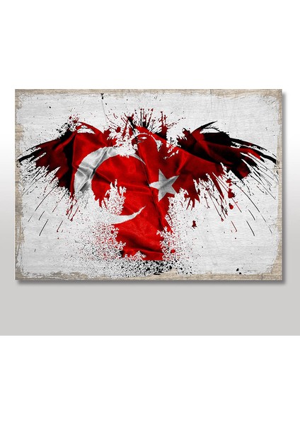 Ahşap Tablo Retro Türk Bayrağı 25x35 Cm