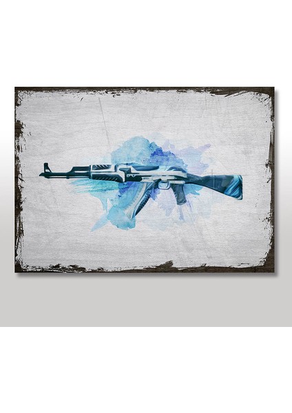 Ahşap Tablo Ak-47 kalaşnikof Poster 25x35 Cm