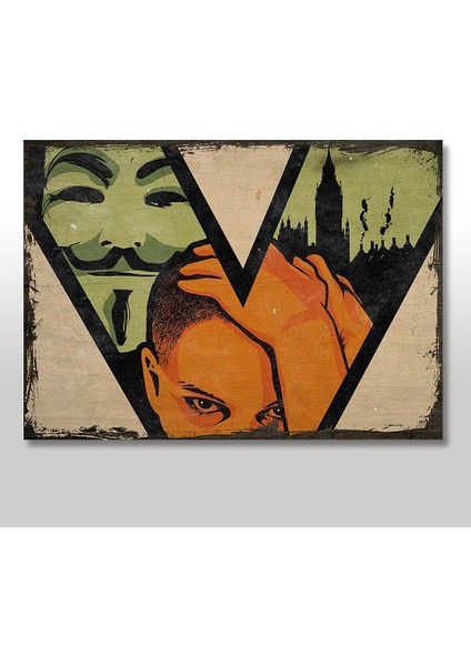 Ahşap Tablo V for vendetta Art Afiş 25x35 Cm