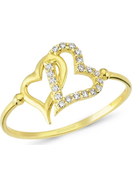 Altınsepeti Altın İki Kalpli Yüzük As8Yz10