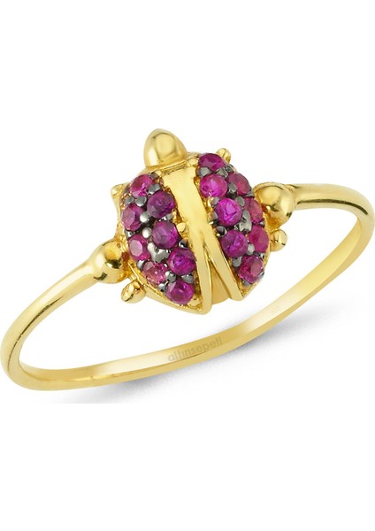 Altınsepeti Altın Renkli Taşlı Uğur Böceği Yüzük As8Yz07