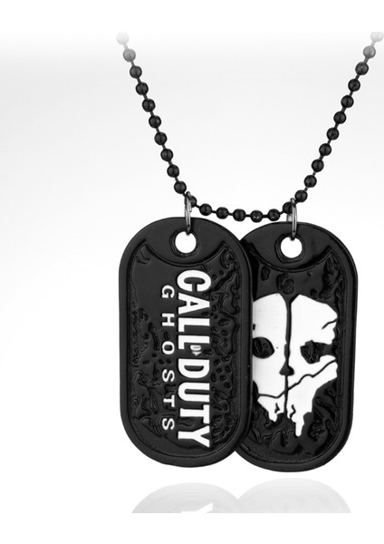 Men Call Of Duty Ghosts Siyah Erkek Kolye Asker Künye Oyun Aksesuarı