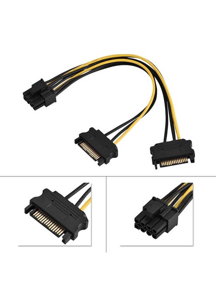 Platoon Vga Power Kablo 2X Sata To 8 Pin (6+2 ) Pcı-Ex Dönüştürücü Güç Kablosu