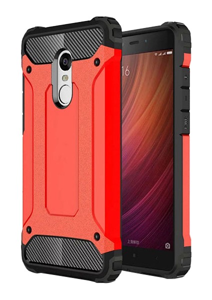 Xiaomi Redmi Note 4X Rugged Armor Kılıf Kırmızı