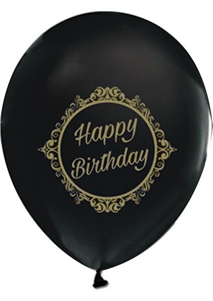 Happy Birthday Siyah Baskılı Balon