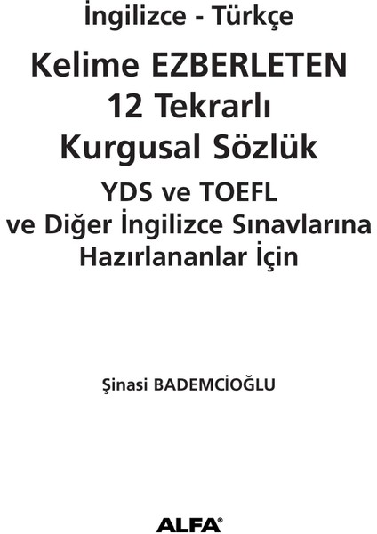 Alfa Yayınları Kurgusal Sözlük (İngilizce - Türkçe )