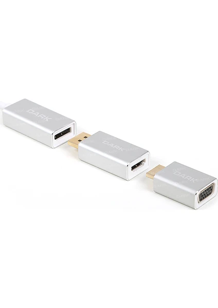 USB 3.1 Type C - Display Port / HDMI / VGA 6in1 Dönüştürücü (DK-AC-U31X6)